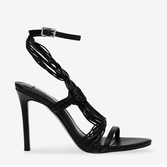 Steve Madden $110 Lele Strappy Sandals Black Leather Size 8 - Picture 3 of 5